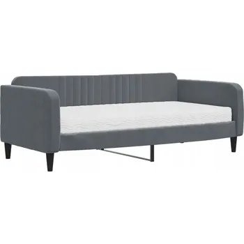 Pohovka Tmavě šedá rozkládací pohovka 2 v 1 s matrací 213 x 100 x 75 cm