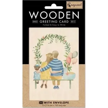 Dřevěné přání C6 s obálkou - Rodina