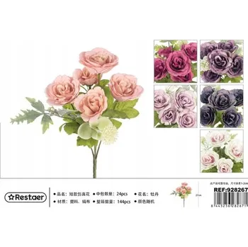 umělá květina Rest.aer- Kytice 5 větví pivoňky 27CM