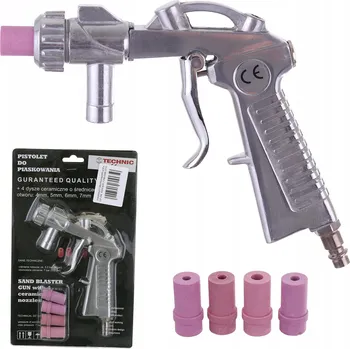 Pískovačka PISTOLE PRO PÍSKOVÁNÍ, PÍSKOVACÍ PISTOLE DO KABINY, 4 KERAMICKÉ TRYSKY, SADA