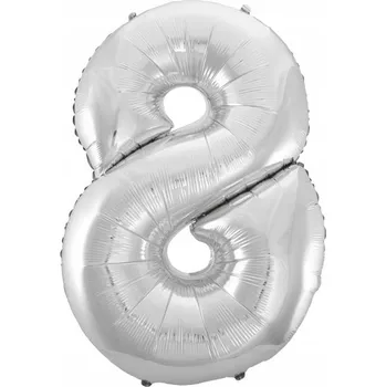 Balónek Fóliový balónek B&C Číslice 8 stříbrná, 92 cm