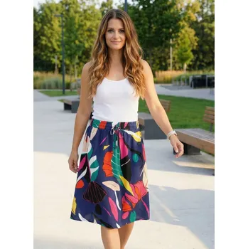 Dámská sukně Dámská sukně KIXMI STACY TMAVĚ MODRÁ SE VZOREM S