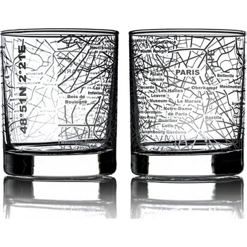 Sklenice Sklenice na whisky Green Line 250 ml – sada 2 kusů s mapou Paříže