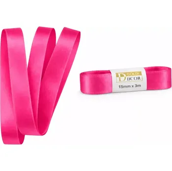 Stuha Stuha saténová sytě růžová skládaná 15mm x 3m (6,-Kč/m) (Sytě růžová (Shocking Pink) saténová stuha, skládaná ( bez plastové cívky), kvalitní oboustranný satén)