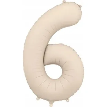 Balónek Fóliový balónek světle béžový ČÍSLICE 6, 86 cm, dekorace, ozdoba, narozeniny, béžový