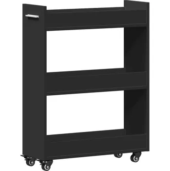 Komoda Skříňka na kolečkách s přihrádkami, černá, 60x22x79 cm, dřevotříska