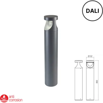 Venkovní osvětlení LED venkovní svítidlo stojící záhradní sloupek 80 cm 1484 lm 2700K IP65 tmavě šedá REDO XWALK 90784-DALI