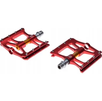 Pedál na kolo Lehké PLATFORMOVÉ pedály CNC Leoshi ČERVENÉ Strojové ČERVENO-ORANŽOVÉ