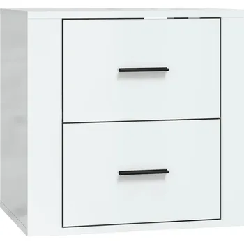 Noční stolek Závěsný noční stolek z dřevotřísky, bílý lesk, 50x36x47 cm