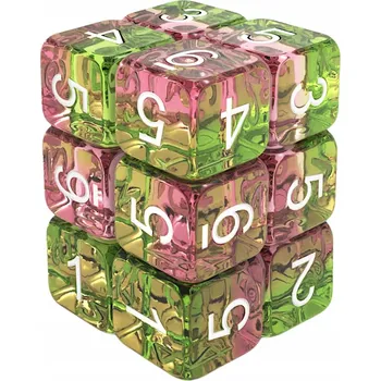 Příslušenství k deskovým hrám RPG kostky k6 12 ks 16mm Průhledné Pink