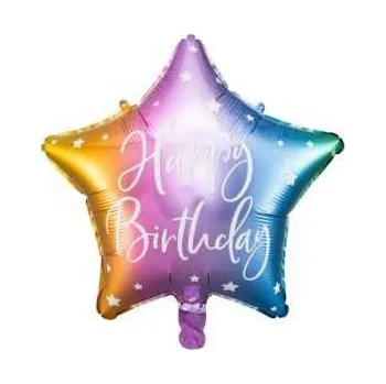 Fóliový balón- Happy Birthday, 40cm, duhový