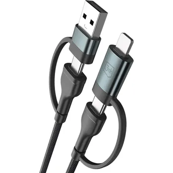 Mobilní telefon Accessories - 3mk Hyper Cable N-SERIES 2 in 2 A/C to C/Lightning 1 QC 3.0 9V/2A 60W Black