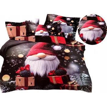 Povlečení KOMPLET POVLEČENÍ VÁNOČNÍ BAVLNA SATÉN 160x200+povlaky VÁNOČNÍ STROMEK, BUBÍNKY