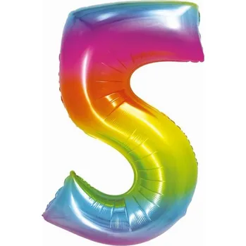 Balónek Fóliový balónek ČÍSLICE 5 duhový 76 cm GODAN