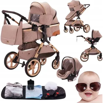 Kočárek DĚTSKÝ SPORTOVNÍ KOČÁREK 3v1 SKLÁDACÍ S AUTOSEDAČKOU YAZOCO