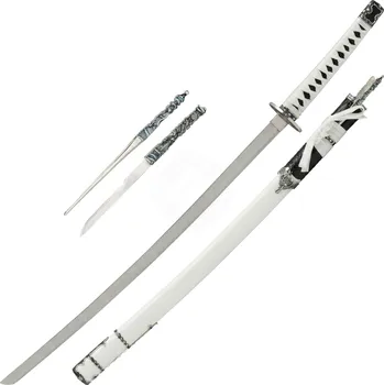 Replika zbraně Haller Dekorativní bílá katana s motivem draka