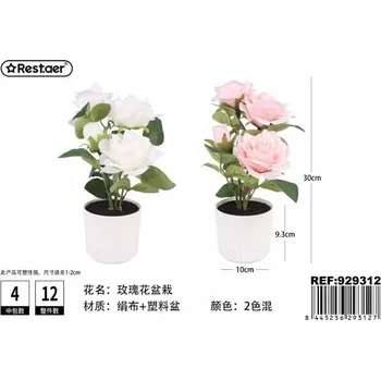 umělá květina Umělá růže bílá a růžová 30 cm