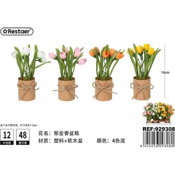 umělá květina Tulipán v květináči 16 cm Vysoká kvalita