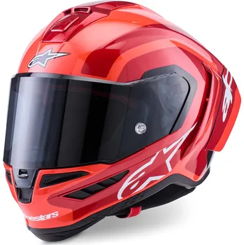 Helma na motorku ALPINESTARS přilba SUPERTECH R10 ARIUS červená fluo/červená/karbon/bílá 2026 - L (obvod 59 - 60 cm)