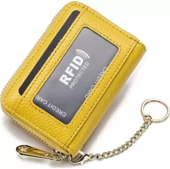 Peněženka Kožená peněženka s RFID ochranou žlutá s kompaktními rozměry 11x7,5x2,5cm