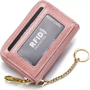 Peněženka Kožená peněženka s RFID ochranou růžová s kompaktními rozměry 11x7,5x2,5cm