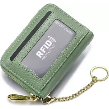 Peněženka Kožená peněženka s RFID ochranou zelená s kompaktními rozměry 11x7,5x2,5cm