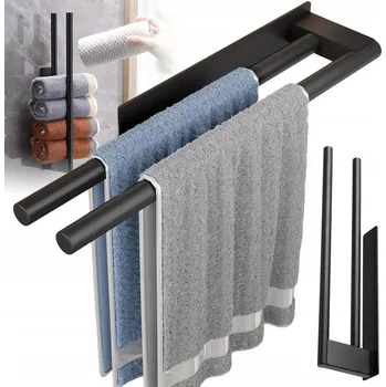 Věšák Věšák na ručníky bez vrtání, dvouramenný, z nerezové oceli, Samolepicí