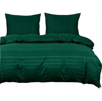 Povlečení Hotelová damašek Povlečení s pruhy 160x200, zelená, lahvově zeleň