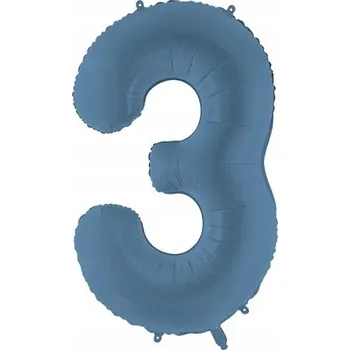 Fóliový balónek "Číslice 3", tmavě modrý matný, PartyDeco, 86 cm (34"), DGT