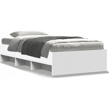 Postel Rám postele bílý 193 x 93 x 35 cm s přihrádkami na drobnosti