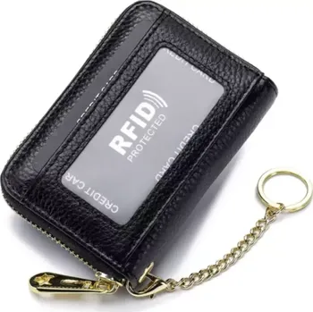 Peněženka Kožená peněženka s RFID ochranou černá s kompaktními rozměry 11x7,5x2,5cm