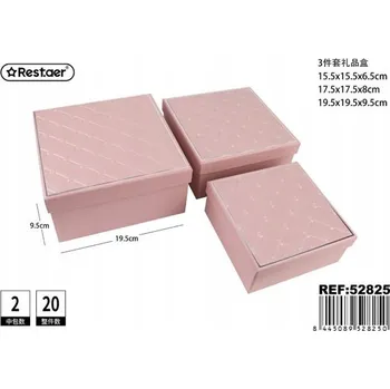 Obraz Sada 3 krabiček na dárek čtvercových růžových 19.5*19.5*9.5 CM