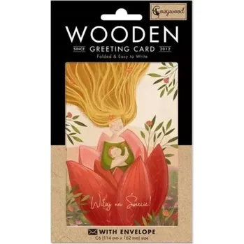 Dřevěné přání C6 obálka Narození Miminko Maminka