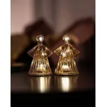 SIRIUS LED světelný anděl, skleněný, sada 2 kusy,zlatý, 10 cm