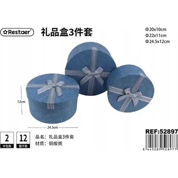 Dárková krabička Kulatá dárková krabička, 3dílná sada - modrá
