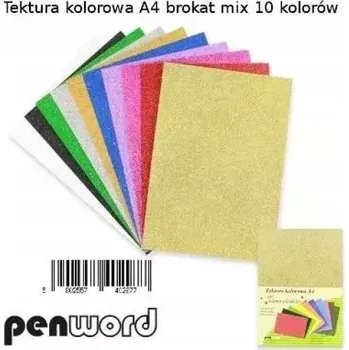 Barevný papír Barevný třpytivý karton A4 hladký 10 Ks