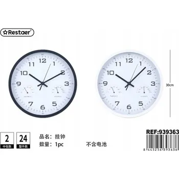 Hodiny Rest.aer - Nástěnné hodiny s vlhkoměrem - kulatý 30 cm (bez baterií)