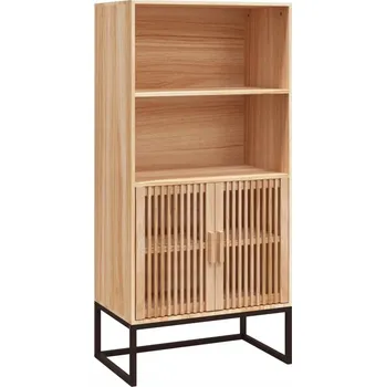 Komoda Vysoká skříň skandinávského stylu 60x35x125 cm, dřevotříska, borovice, bílá