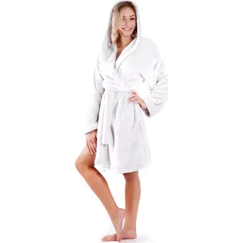 Dámský župan dámský župan Lilly extra s kapucí 3/4 one size Bílá S-M