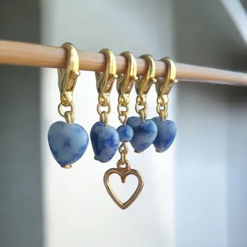 Nástroj na niť a příze Annie's Knit Značkovač Srdce z přírodních minerálů –⁠⁠⁠⁠⁠⁠ Modrý Jaspis