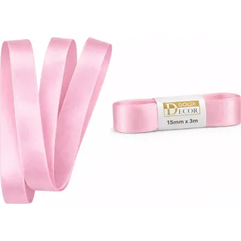 Stuha Stuha saténová světle růžová - světle růžová 15mm x 3m (6,-Kč/m) (Světle růžová (Soft Pink) saténová stuha, skládaná ( bez plastové cívky), kvalitní oboustranný satén)
