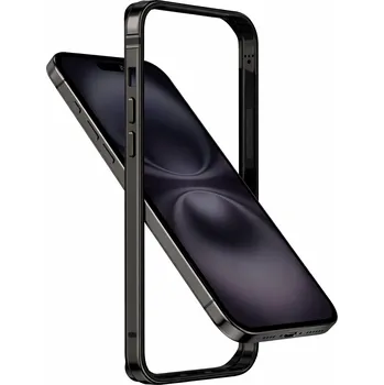 Pouzdro na mobilní telefon Ochranný hliníkový bumper rámeček na iPhone 16 Barva: Černá