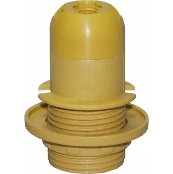 Objímka na žárovku Objímka E14 s pevným límcem a maticí, patice žárovky hnědá SLAMĚNÁ