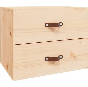 Noční stolek Závěsný noční stolek z masivního borovicového dřeva, 50 x 36 x 40 cm, neošetřený