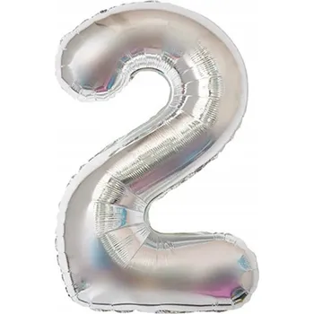 Balónek Balón Číslice 2 Stříbrný 80 cm 32 palců pro 2. narozeniny 2 roky velký fóliový helium