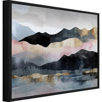 Obraz OBRAZ NA KOVU V ČERNÉM RÁMU HORY ABSTRAKCE OBÝVACÍ POKOJ LOŽNICE 150x100