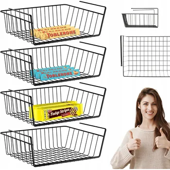 Vrták SADA 4 ČERNÝCH KOŠÍKŮ PRO SKLADOVÁNÍ DO KUCHYNĚ A KOUPELNY