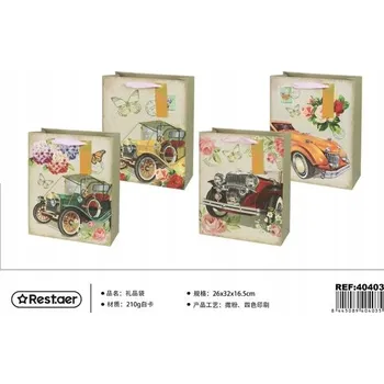 Dárková taška Dárková taška 26x32x12.5 cm Vzor Květiny a Auta