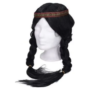 Karnevalová paruka Paruka W003134 černá s copánky