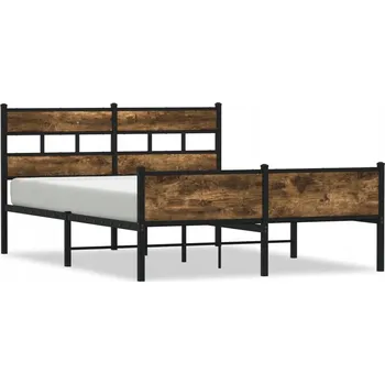 Postel Kovový rám postele v barvě kouřového dubu 207 x 156 x 91,5 cm